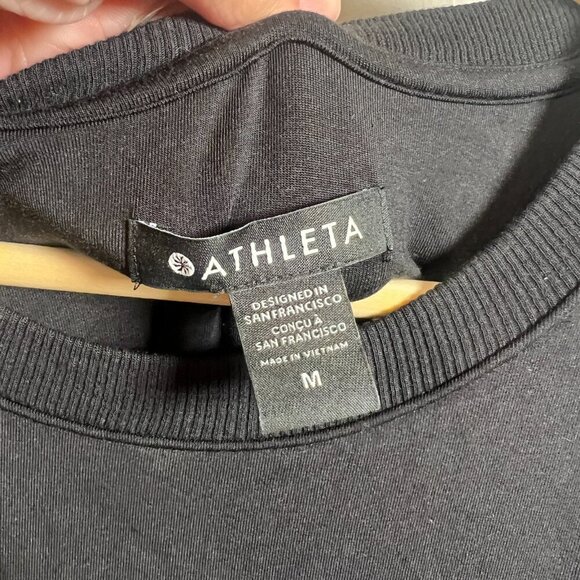 Athleta Santorini Cinch Midi Dress Size Medium Black Work Travel Athleisure - Picture 7 of 10